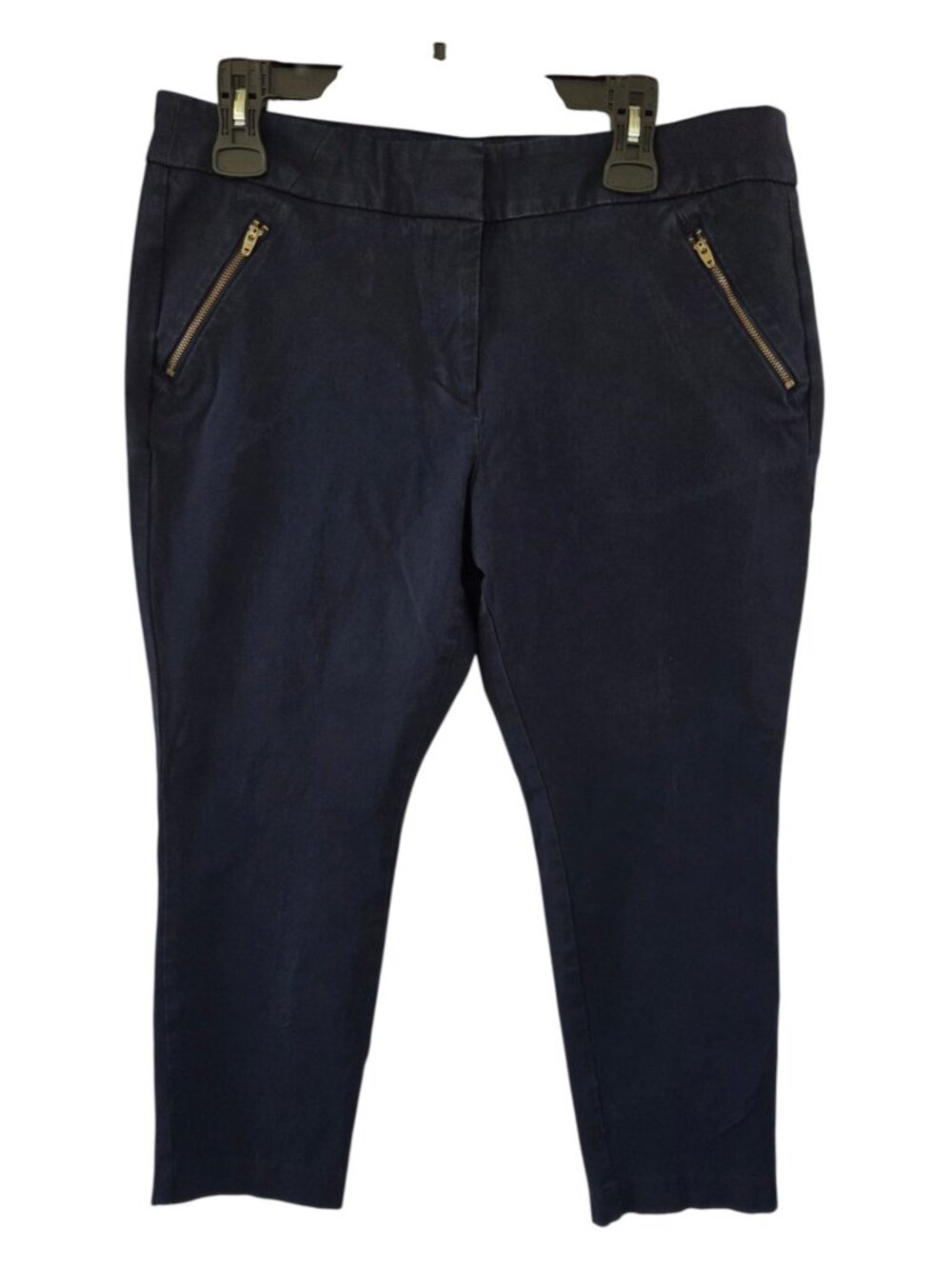 LOFT Outlet Dress Slacks Pants Women's 14P Navy Blue Skinny Ankle Zip Pockets - Picture 10 of 13